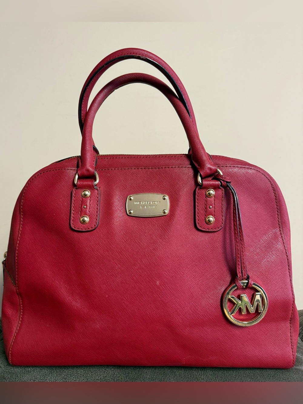 Michael Kors Red Dome LeatherbSatchel Handbag